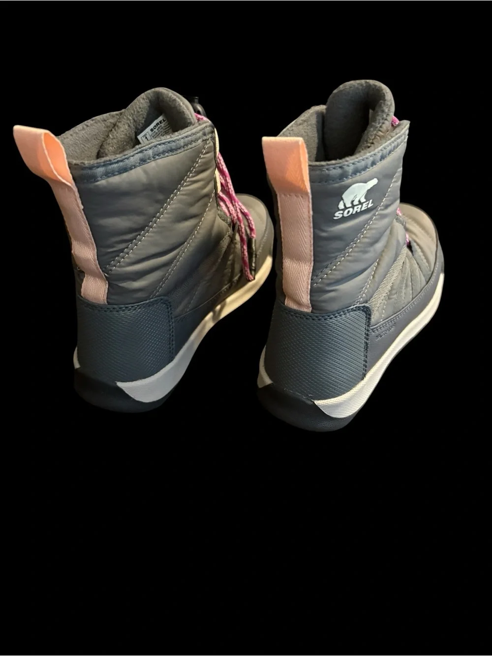 Youth Grey Winter Boots with Pink Laces